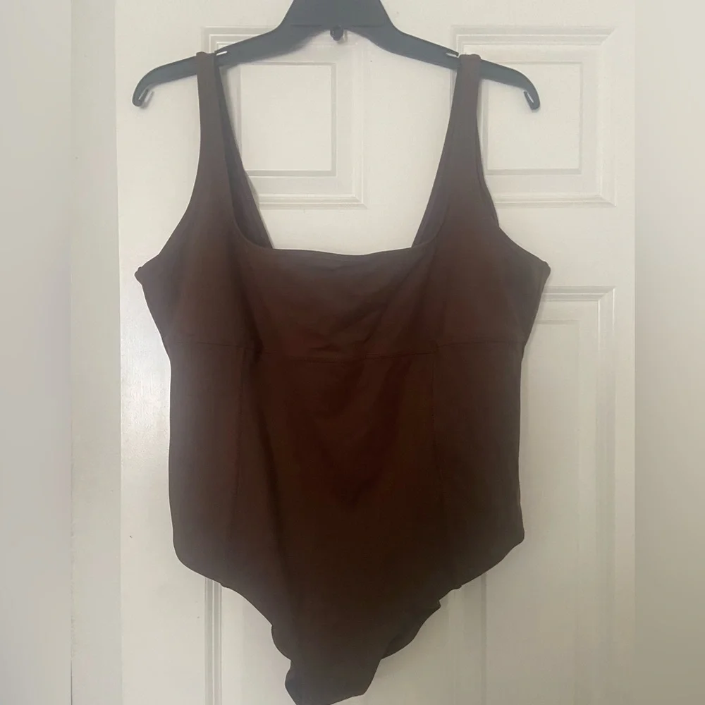 SKIMS Chocolate Brown Scoop One-Piece Swimsuit